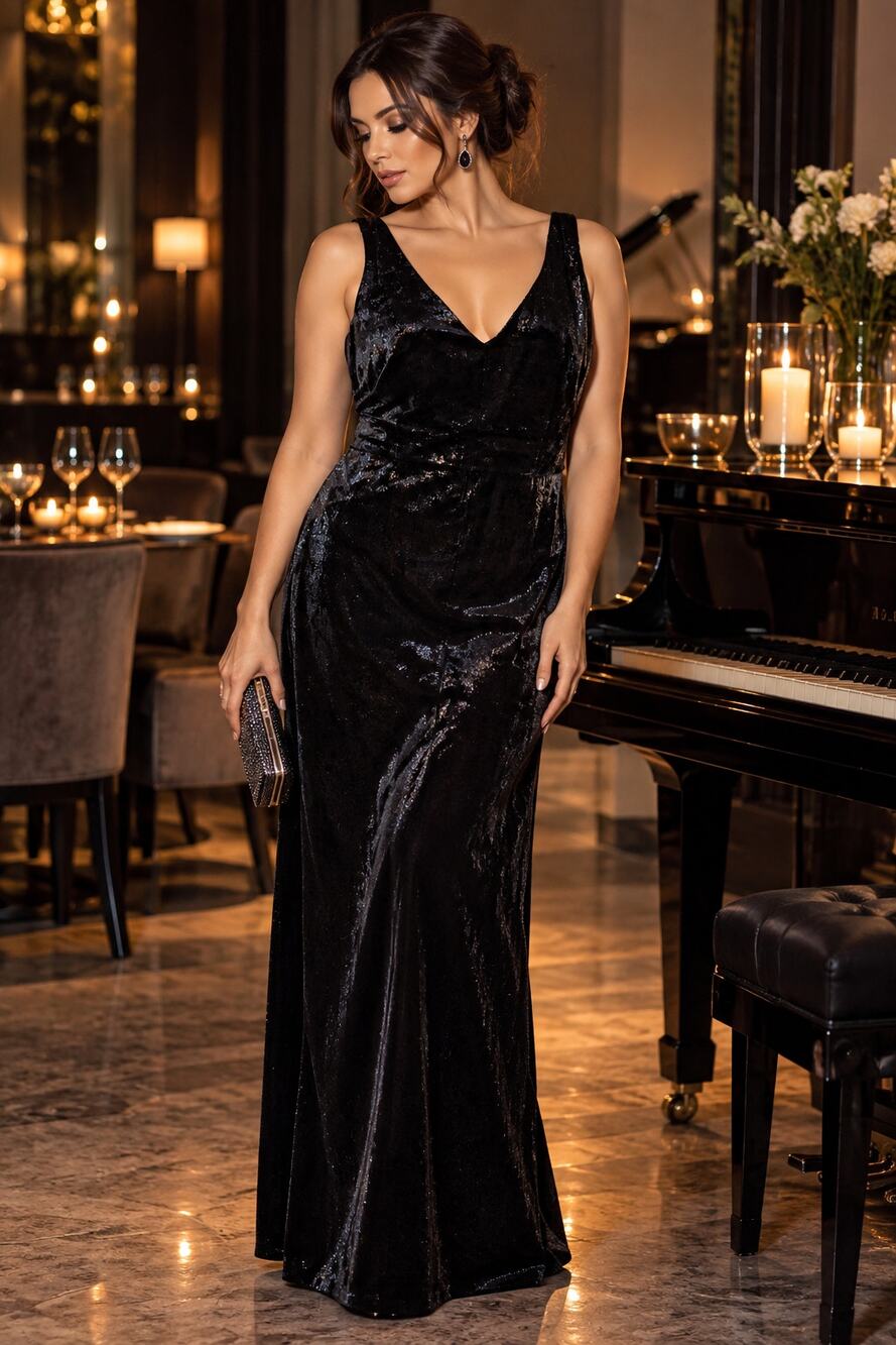 Lauren Ralph Lauren Metallic Shimmer Long Pile Knit Gown Formal Maxi Dress 4